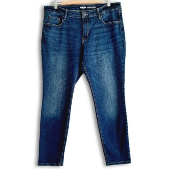 OLD NAVY | Rockstar Super Skinny Mid-Rise Crop Ankle Blue Jeans Sz 16 Petite - Picture 1 of 11
